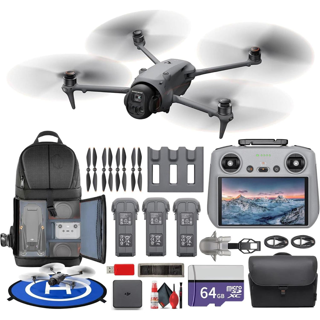 Mavic 4 Pro Drone Fly More Combo Professional Aerial Camera | Advanced Obstacle Avoidance | Long Flight Time | Cinematic Video + 64GB Card + Backpack + Landing Pad + More (12 Pcs)