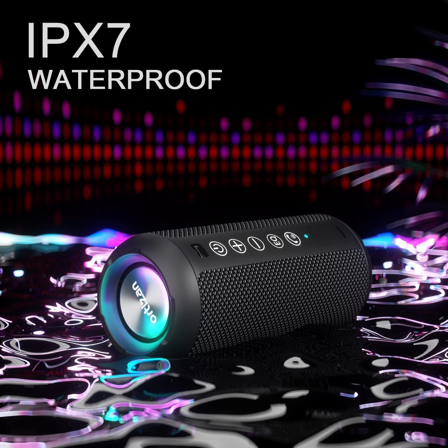 Portable Bluetooth Speaker (1Nd Gen), IPX7 Waterproof, Wireless, Big Sound and Deep Bass, TWS Pairing, 30Hrs of Playtime, for Home/Party/Outdoor/Beach, Birthday Gifts for Men Women - Black