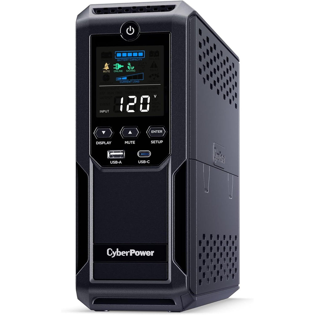 Cyberpower CP1500AVRLCD3 Intelligent LCD UPS Battery Backup and Surge Protector, 1500VA/900W, 12 Outlets, 2 USB Ports, AVR, Mini Tower, UL Certified