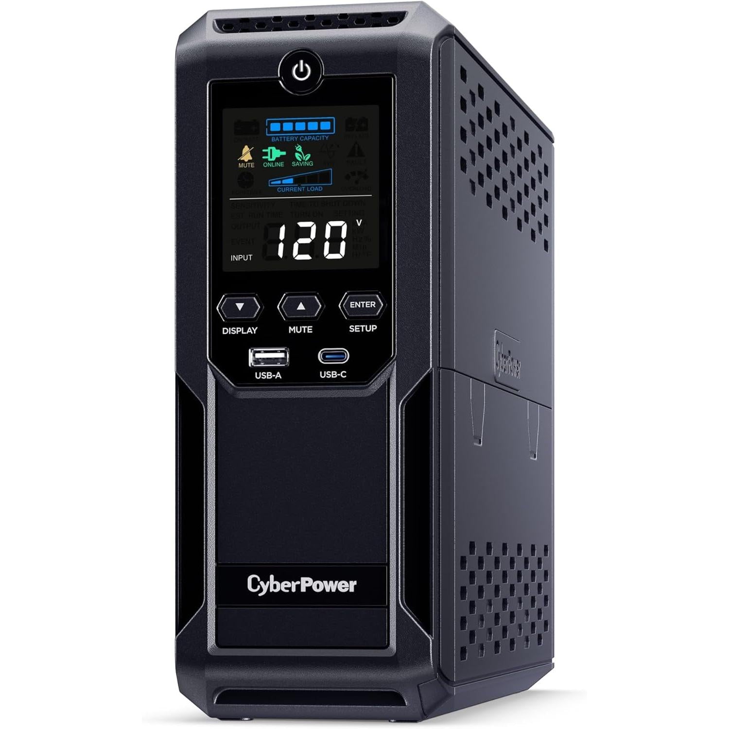 Cyberpower CP1500AVRLCD3 Intelligent LCD UPS Battery Backup and Surge Protector, 1500VA/900W, 12 Outlets, 2 USB Ports, AVR, Mini Tower, UL Certified