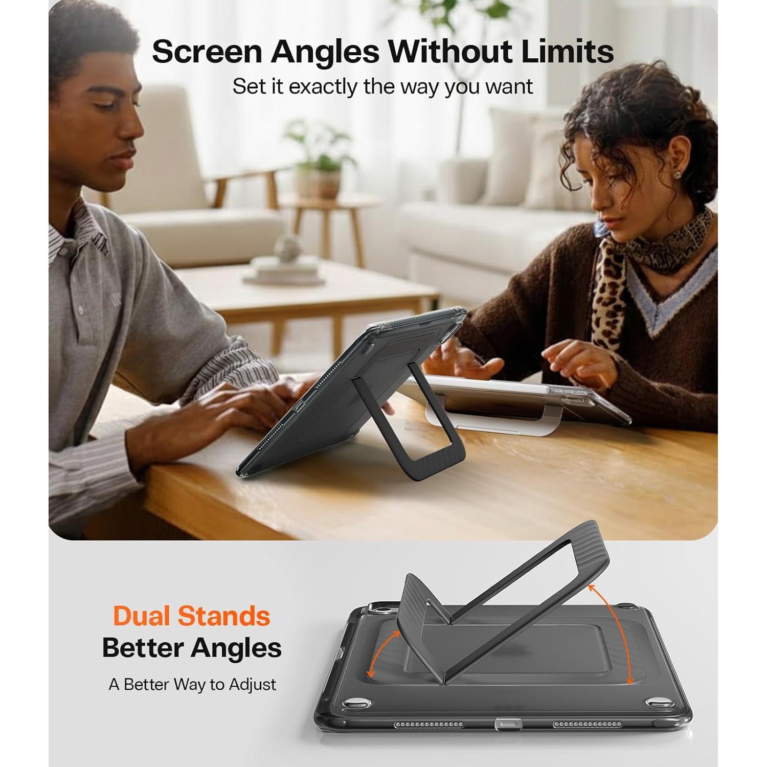 Ostand K3 Neo for Ipad Pro 11 Inch Case M5 (2025) / M4 (2024), Viewing Angles Adjustable,Ultra Stable Stand, Shockproof Protective Slim Kickstand Case with Pencil Holder, Obsidian Black