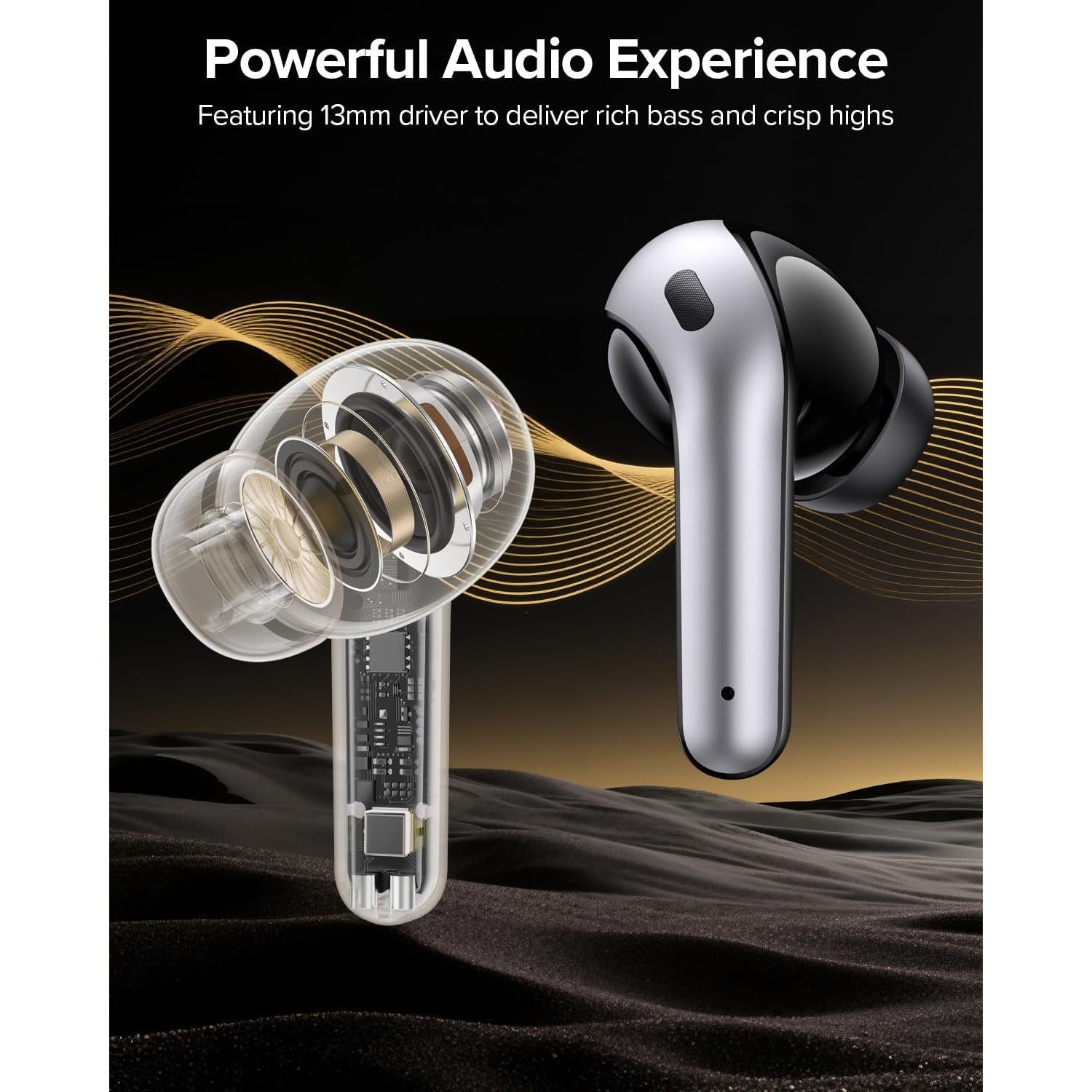 Bluetooth Headphones True Wireless Earbuds 60H Playback LED Power Display Earphones with Wireless Charging Case IPX5 Waterproof In-Ear Ear Buds with Mic for TV Smart Phone Laptop Computer Sports