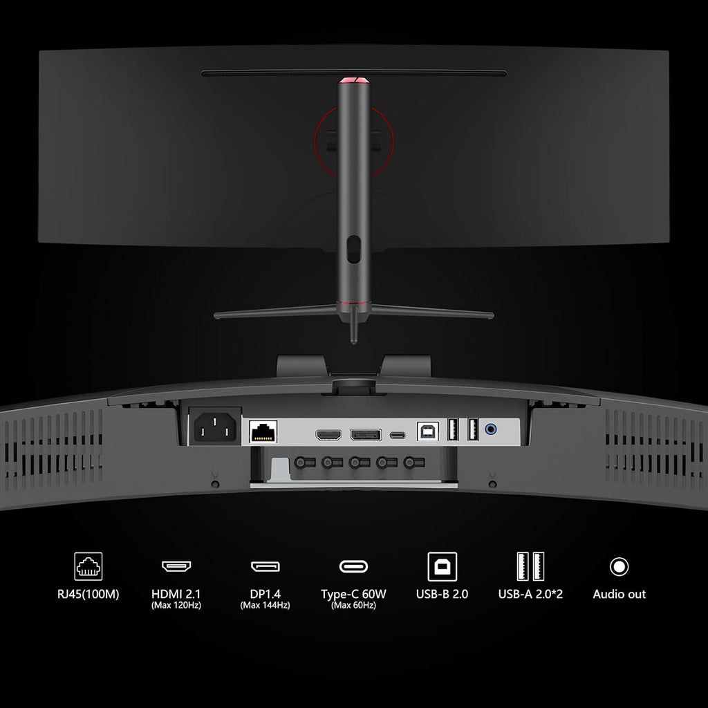 49" Curved Gaming Monitor 144Hz Ultrawide 32:9 WDFHD 3840 X 1080P, R1800, 99% Srgb, HDR400, USB Type C, Displayport, HDMI, Built-In Speakers, Height/Tilt Adjustable - 49C1G