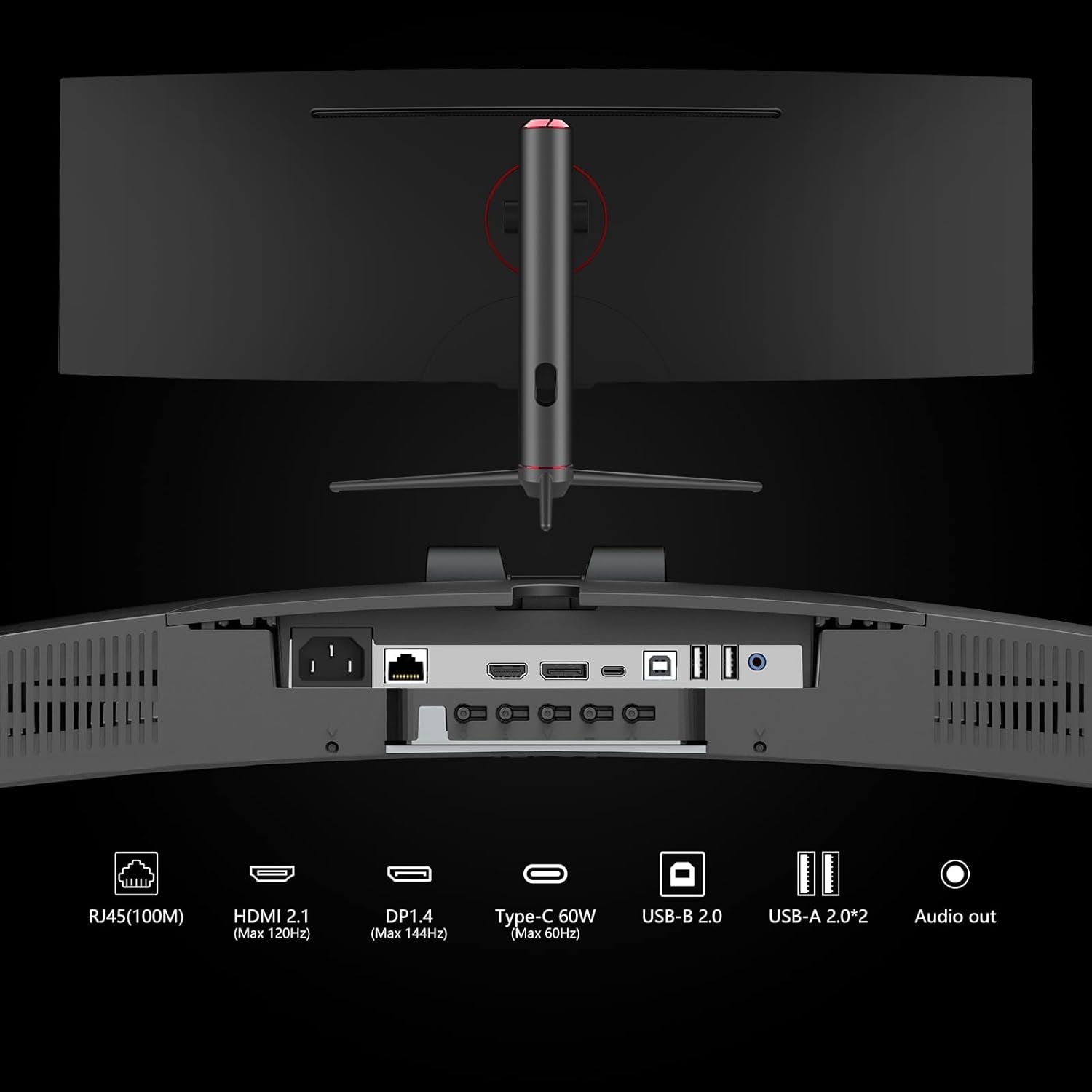 49" Curved Gaming Monitor 144Hz Ultrawide 32:9 WDFHD 3840 X 1080P, R1800, 99% Srgb, HDR400, USB Type C, Displayport, HDMI, Built-In Speakers, Height/Tilt Adjustable - 49C1G