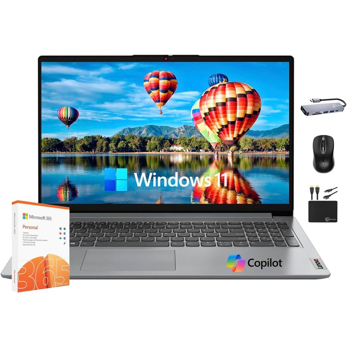 Ideapad 2025 Slim Laptop, 20GB RAM, 1TB Storage (512GB SSD & 500GB External), Dual Core Intel Processor, 15.6 Inch Anti-Glare Display, Wifi 6, HD Webcam, Long Battery, Office 365, Win 11