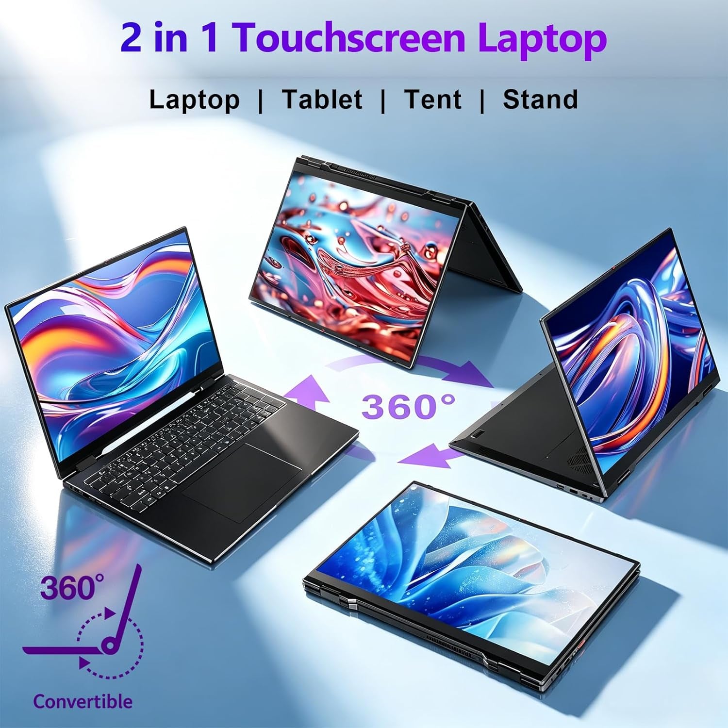17.6" FHD Laptop, Convertible Laptop with Quad-Core(Up to 2.9Ghz), 16GB RAM 640GB Storage, Backlit Keyboard, Fingerprint Reader, Wifi 6, BT5.2, 100% Srgb, USB-C (Charging, Data, Display)