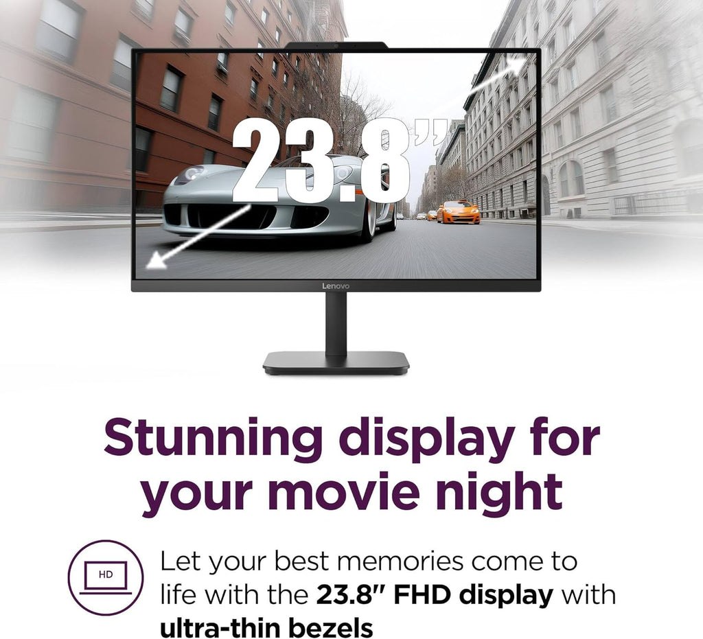 Ideacentre All-In-One Desktop Computer, 24" FHD Anti-Glare IPS Display, 16GB RAM, 512GB SSD, Intel 4-Core Processor, Wi-Fi 6, Bluetooth 5.2, Windows 11 Home, Everyday Use AIO