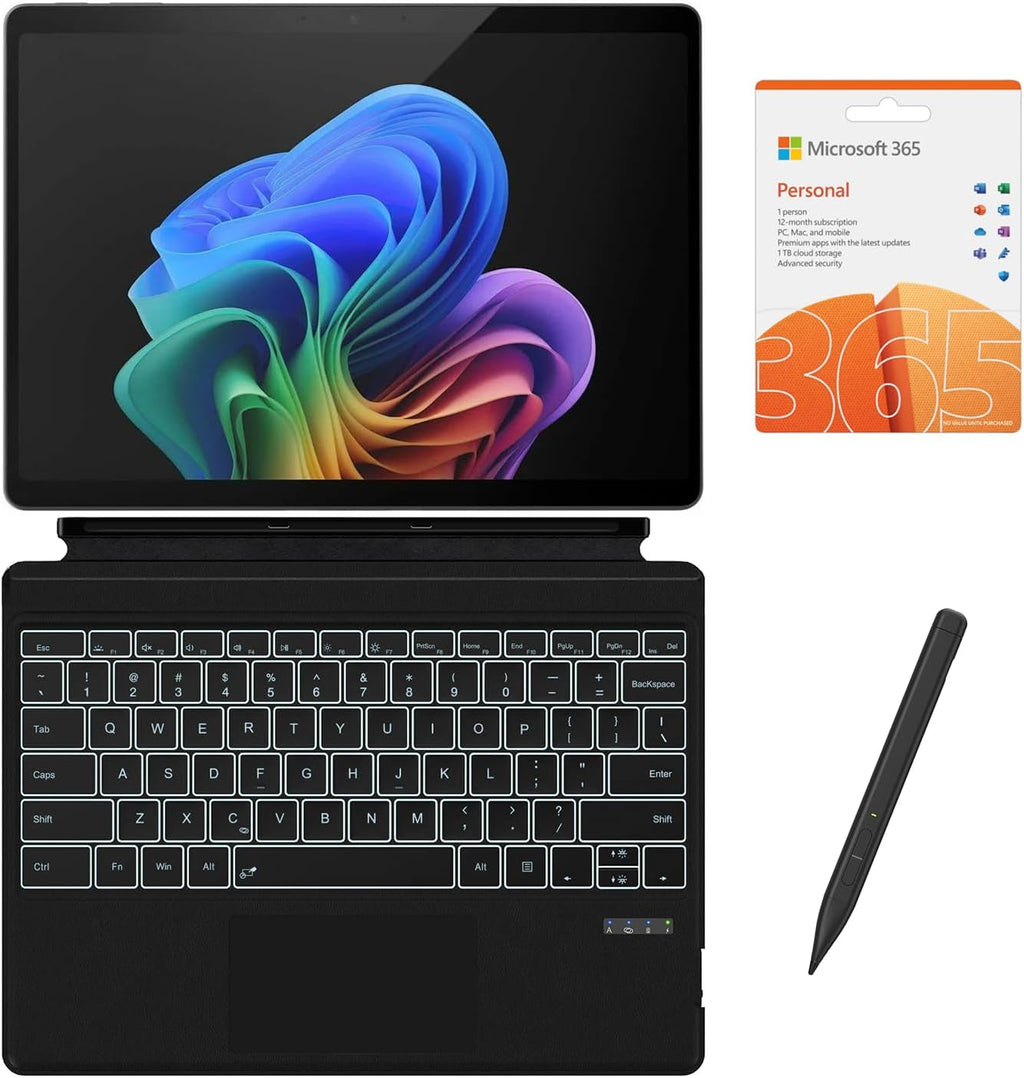 Surface Pro 13" 3K 120Hz OLED Touchscreen 2-In-1 Tablet Laptop, 12-Core Snapdragon 45 Tops NPU, 16GB RAM 2TB SSD, Backlit Keyboard, Stylus, MS 365, 14-Hr Battery, Copilot+, Win 11 Pro