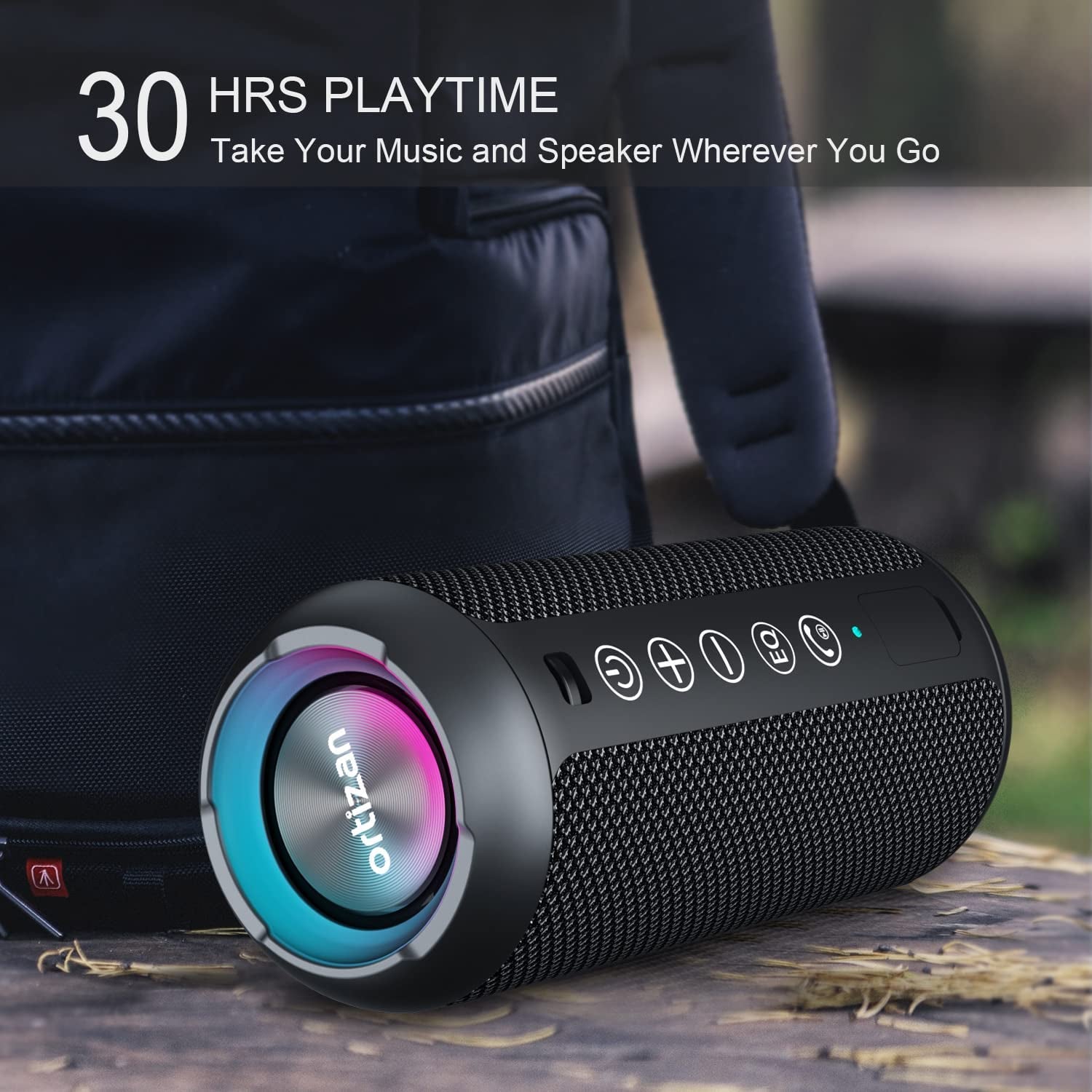 Portable Bluetooth Speaker (1Nd Gen), IPX7 Waterproof, Wireless, Big Sound and Deep Bass, TWS Pairing, 30Hrs of Playtime, for Home/Party/Outdoor/Beach, Birthday Gifts for Men Women - Black