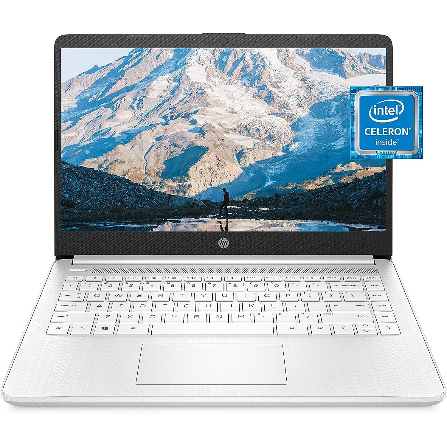 14 Laptop, Intel Celeron N4020, 4 GB RAM, 64 GB Storage, 14-Inch Micro-Edge HD Display, Windows 11 Home, Thin & Portable, 4K Graphics, One Year of Microsoft 365 (14-Dq0040Nr, Snowflake White)