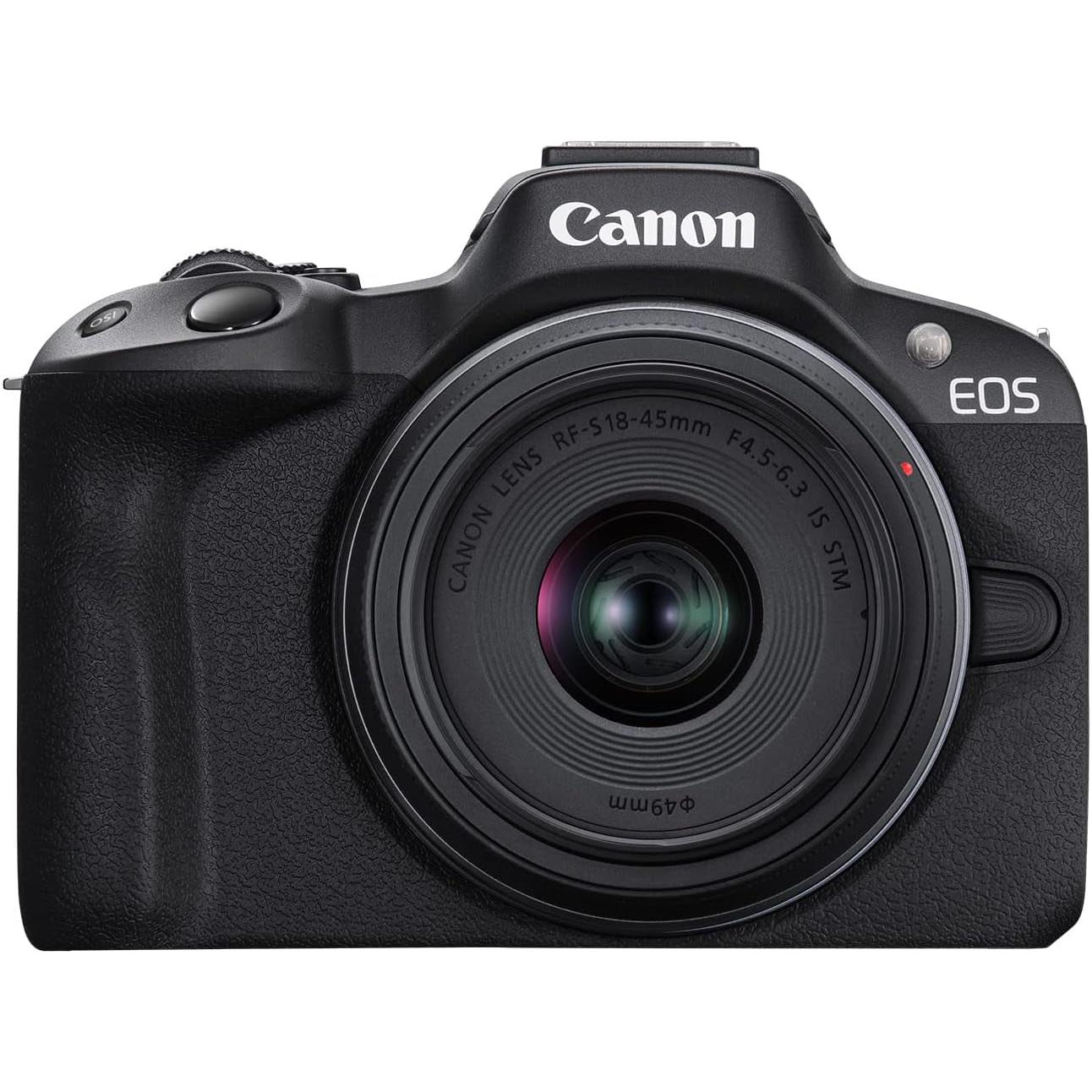 Canon EOS R50 Mirrorless Camera Rf-S18-45Mm F4.5-6.3 Is STM Lens Kit, 24.2 Megapixel CMOS (APS-C) Sensor, 4K Video, Vlogging, Content Creation, Photography, Digital Camera, Black