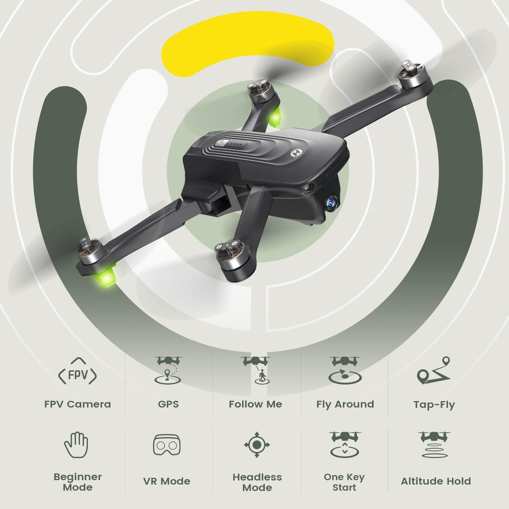 HS175D GPS Drone with 4K Camera for Adults, under 249G, Foldable RC Quadcopter with Auto Return, 46 Mins Long Flight, Follow Me, Brushless Motor, Circle Fly, Waypoint Fly, Altitude Hold