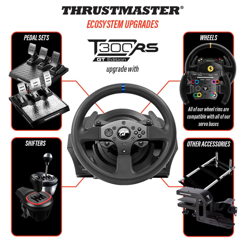 T300RS GT Steering Wheel Set – Premium Force Feedback Sim Racing Wheel & Pedals for PS5, PS4 & PC | Realistic Driving Simulator for Sim Racing