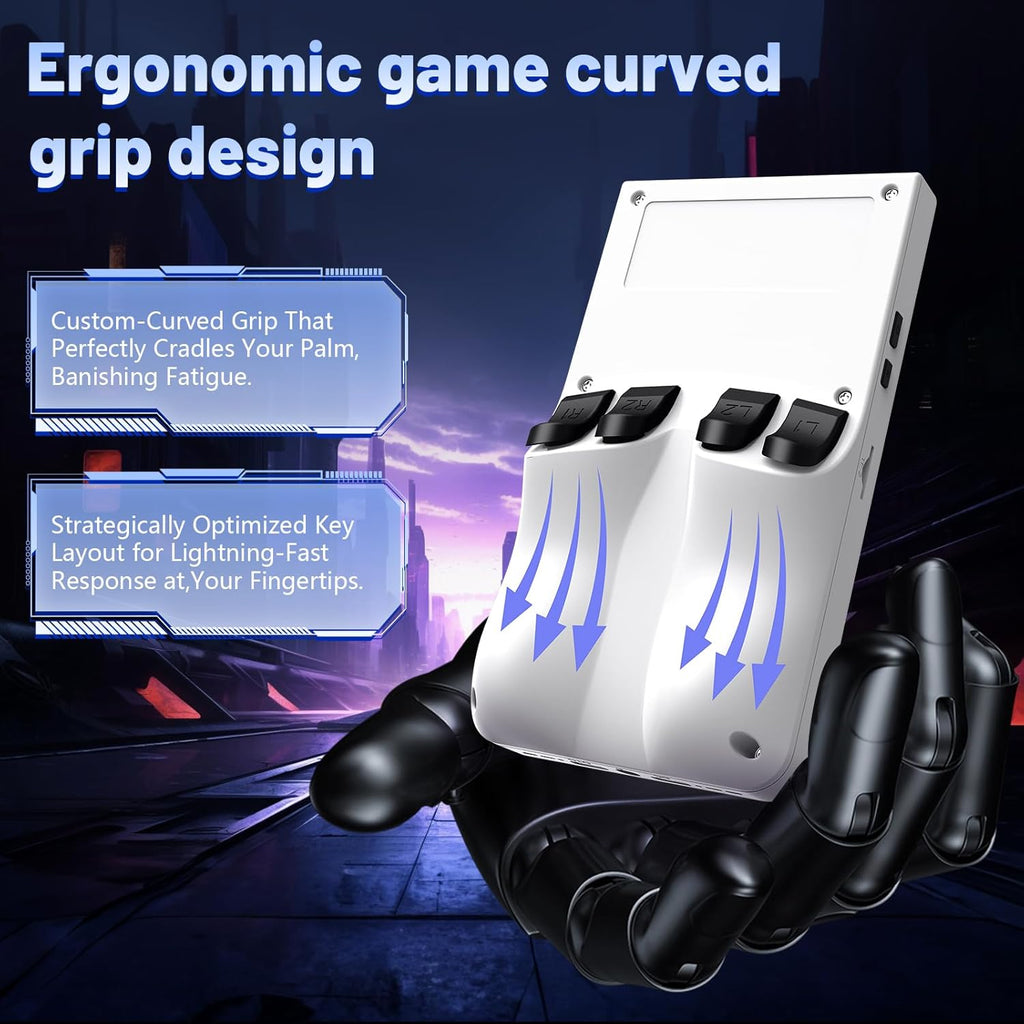 R36MAX Retro Handheld Game Console, 4.0-Inch IPS Display, 720X720 Resolution, Portable Linux System, 128GB Support 22000+ Classic Games, R36MAX Retro Gaming Console with Portable Case（White）