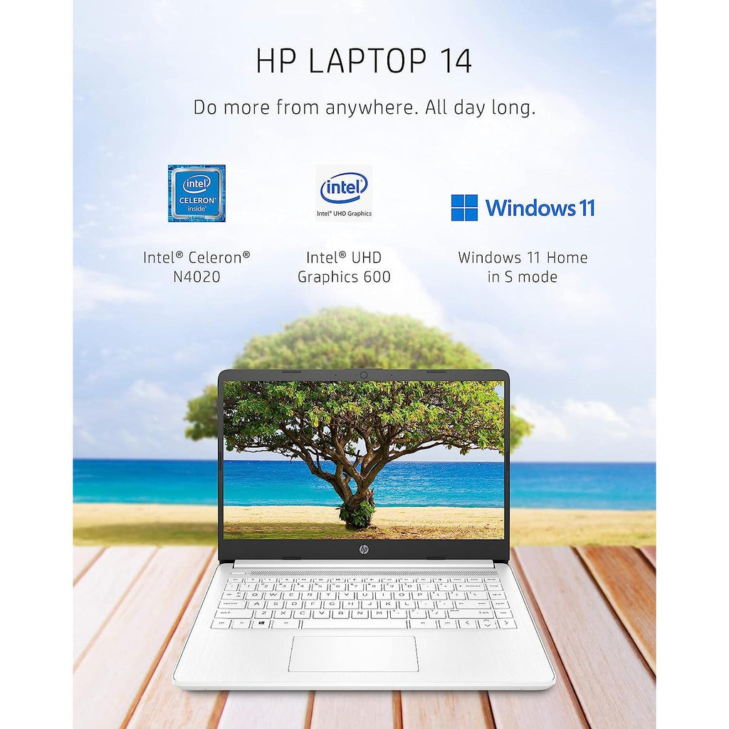14 Laptop, Intel Celeron N4020, 4 GB RAM, 64 GB Storage, 14-Inch Micro-Edge HD Display, Windows 11 Home, Thin & Portable, 4K Graphics, One Year of Microsoft 365 (14-Dq0040Nr, Snowflake White)