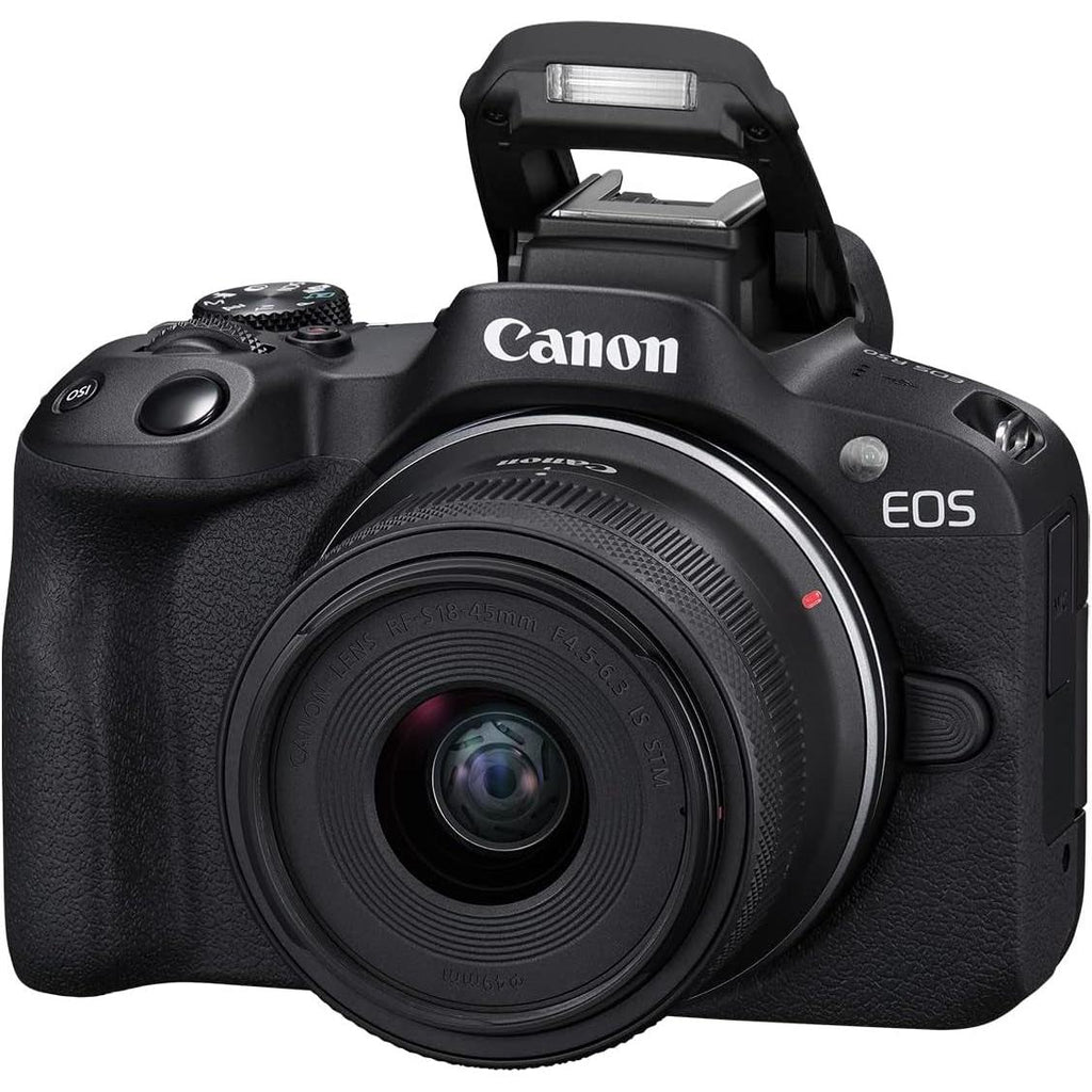 Canon EOS R50 Mirrorless Camera Rf-S18-45Mm F4.5-6.3 Is STM Lens Kit, 24.2 Megapixel CMOS (APS-C) Sensor, 4K Video, Vlogging, Content Creation, Photography, Digital Camera, Black