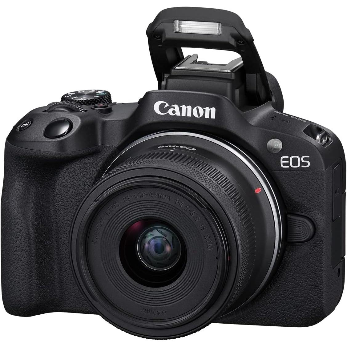 Canon EOS R50 Mirrorless Camera Rf-S18-45Mm F4.5-6.3 Is STM Lens Kit, 24.2 Megapixel CMOS (APS-C) Sensor, 4K Video, Vlogging, Content Creation, Photography, Digital Camera, Black