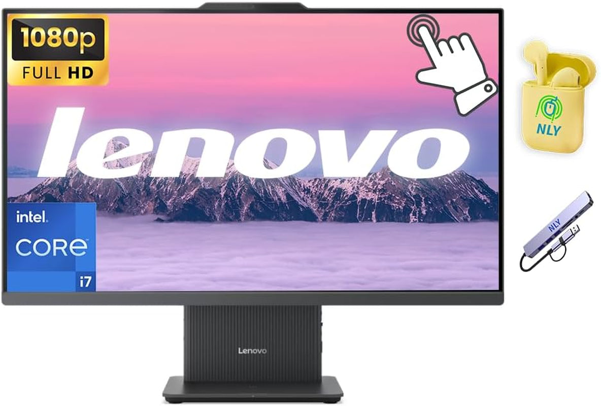 Ideacentre 27" FHD Touchscreen All-In-One Desktop Computer, Intel 10-Core I7-13620H, 32GB RAM 2.5TB Storage (2TB SSD+512GB Docking Set), Wireless KB & Mouse, Windows 11, NLY Earphones, Gray