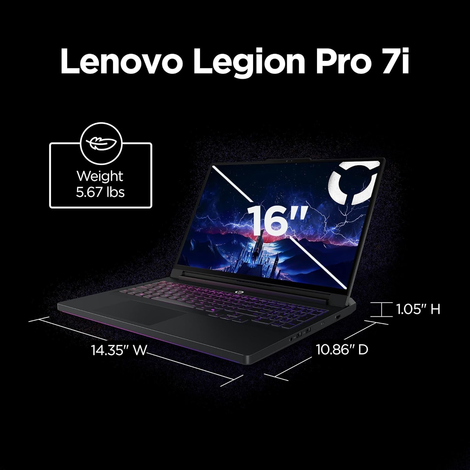 Legion Pro 7I – Gaming Laptop - Intel® Core™ Ultra 9 275HX – 16" 2.5K WQXGA OLED Display – 240Hz Refresh Rate – Geforce RTX™ 5070 Ti GPU – 32 GB Memory – 1 TB Storage – 3-Month PC Gamepass