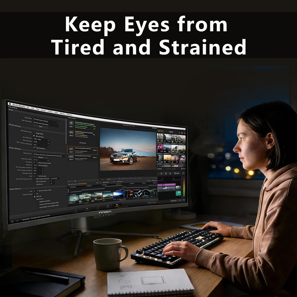 49" Curved Gaming Monitor 144Hz Ultrawide 32:9 WDFHD 3840 X 1080P, R1800, 99% Srgb, HDR400, USB Type C, Displayport, HDMI, Built-In Speakers, Height/Tilt Adjustable - 49C1G