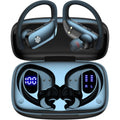 Ear Buds Wireless Earbuds Bluetooth Headphones with 80H Playtime LED Display Case, Over-Ear Hook with Mic, Stereo Sound, Easy Button Controls, Sports Earphones for Running Workout Gym Black