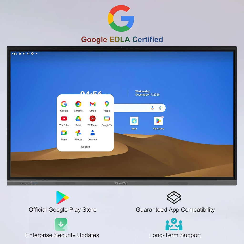 65" 4K Smart Board,Google EDLA Certified with 50MP AI Camera,40-Point Touch Digital Whiteboard,Android 14, 8+128Gb,Smartboard for Classroom Office Home（Wall Mount Included） (65 Inch)
