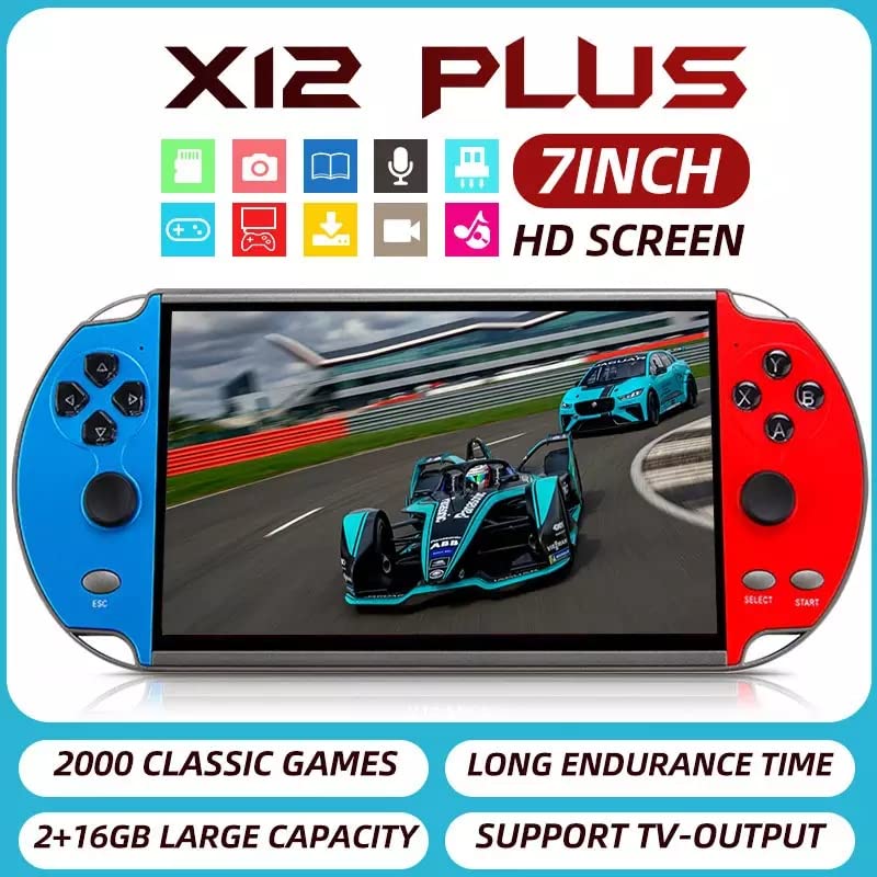 Unleash Fun with the Original Factory 16GB Retro Handheld Game Player X12 Plus - 10000 Games, 7-Inch Screen, Perfect Gift for All Ages!