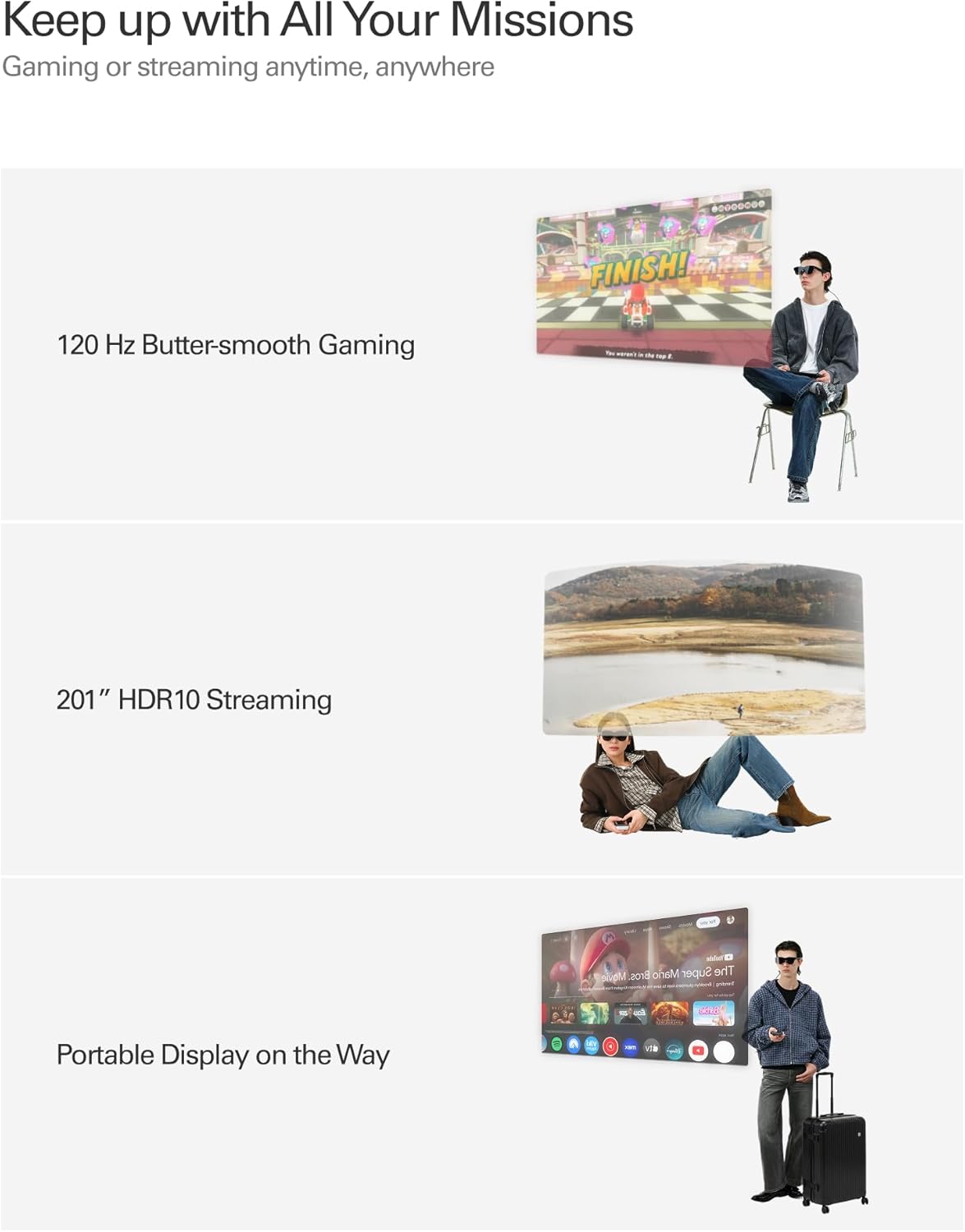 Experience the Future of Entertainment with Air 4 Pro AR/XR Glasses - Stunning 201" HDR10 Display, Vision 4000 Chip, and Premium Bang & Olufsen Audio for Gaming and Movies on iPhone, Android, and More!