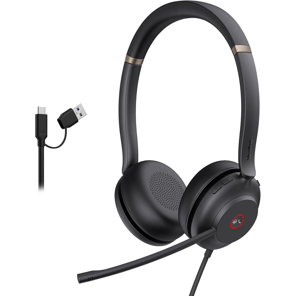 UH37 USB Headset with Noise Cancelling Microphone,Wired Headset for PC Laptop,Teams Certified,Usb-A/C Cable,Works with Zoom and Other Leading UC Platforms