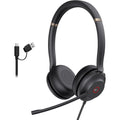 UH37 USB Headset with Noise Cancelling Microphone,Wired Headset for PC Laptop,Teams Certified,Usb-A/C Cable,Works with Zoom and Other Leading UC Platforms