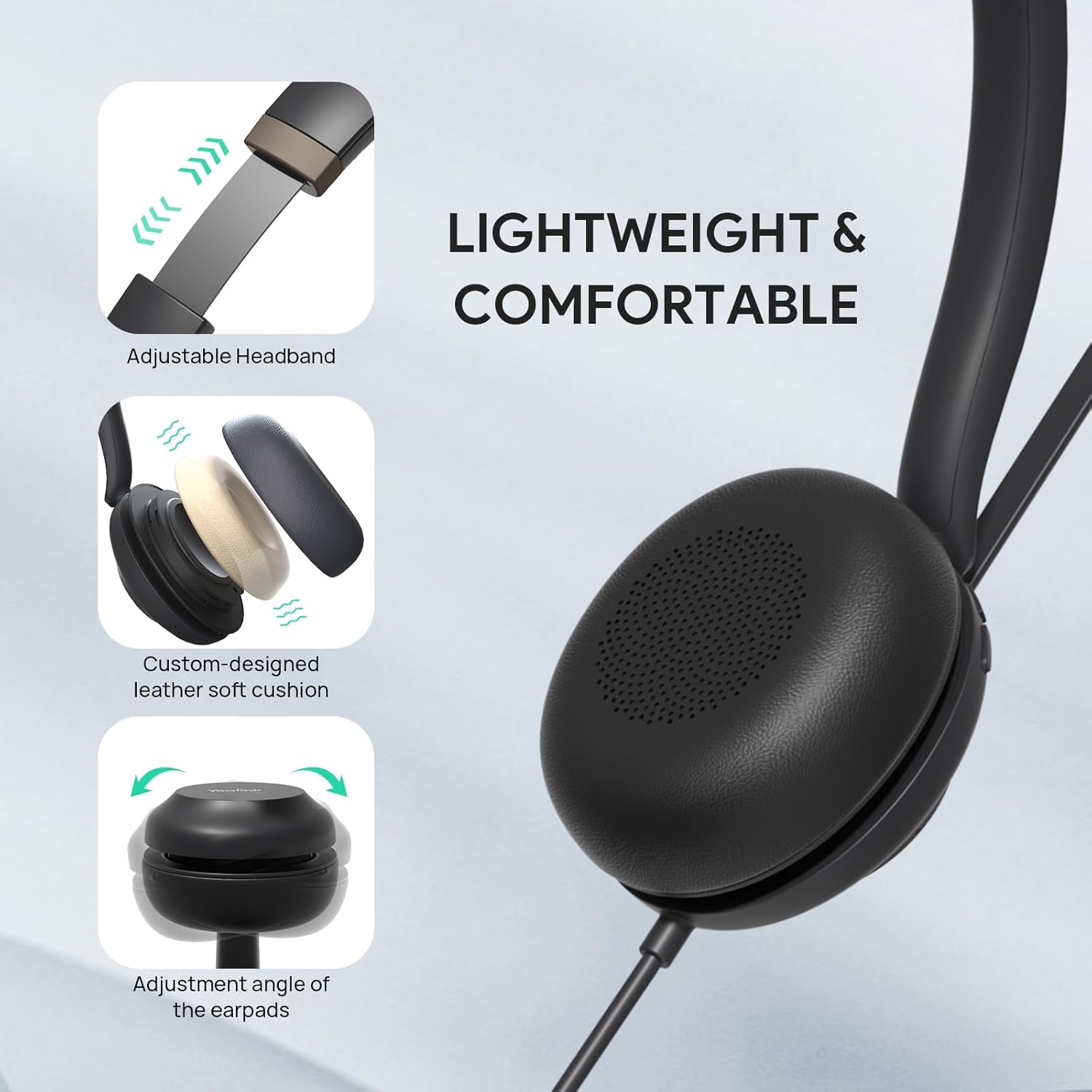 UH37 USB Headset with Noise Cancelling Microphone,Wired Headset for PC Laptop,Teams Certified,Usb-A/C Cable,Works with Zoom and Other Leading UC Platforms