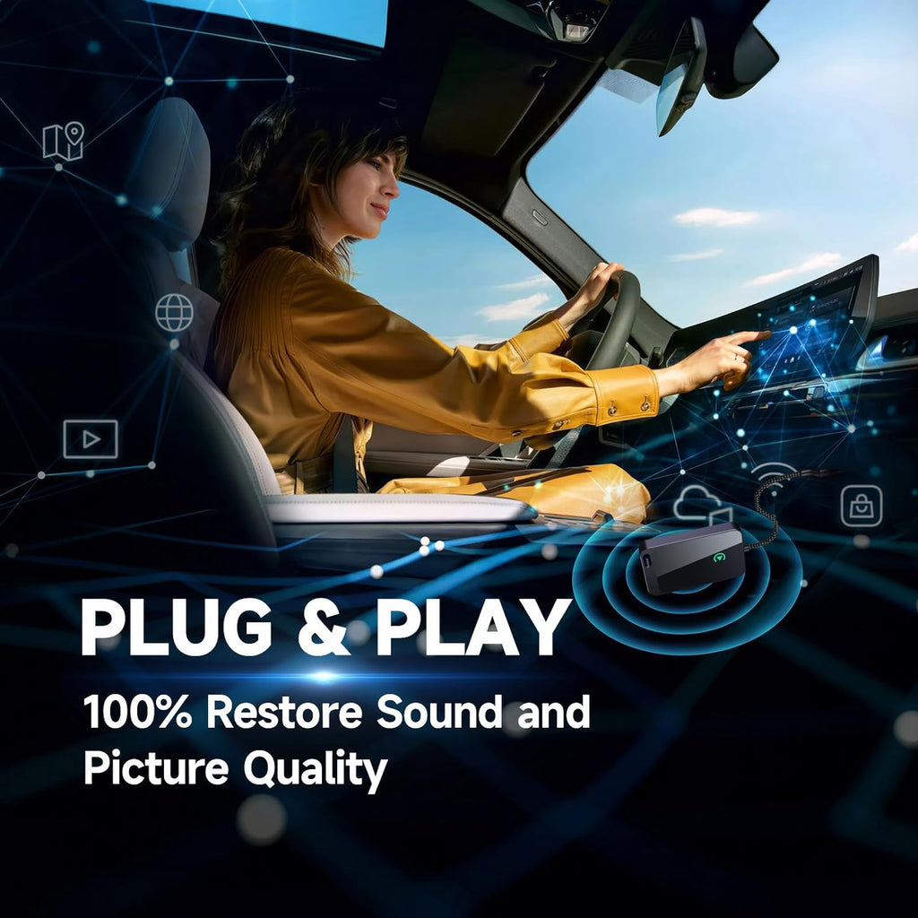 Wireless Carplay Adapter for Apple Iphone - Multi-User Seamless Connection for Convert Wired to Wireless Car Play Adapter - No Latency from Ios 10+ to Screen W/Usb C (Gray)