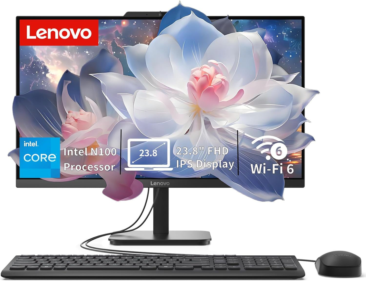 Ideacentre All-In-One Desktop Computer, 24" FHD Anti-Glare IPS Display, 16GB RAM, 512GB SSD, Intel 4-Core Processor, Wi-Fi 6, Bluetooth 5.2, Windows 11 Home, Everyday Use AIO