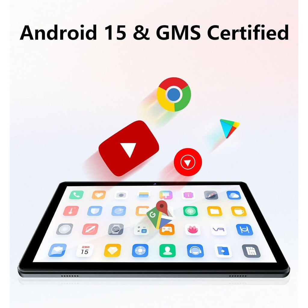 10.1 Inch Tablet, Android 15 Tablets 12GB(4+8) RAM / 64GB ROM / 1TB SD Card Expansion, 1280X800 IPS HD Touchscreen, 6000Mah Battery, Bluetooth 5.0, Dual Cameras, GMS, Dual Band Wifi, Black