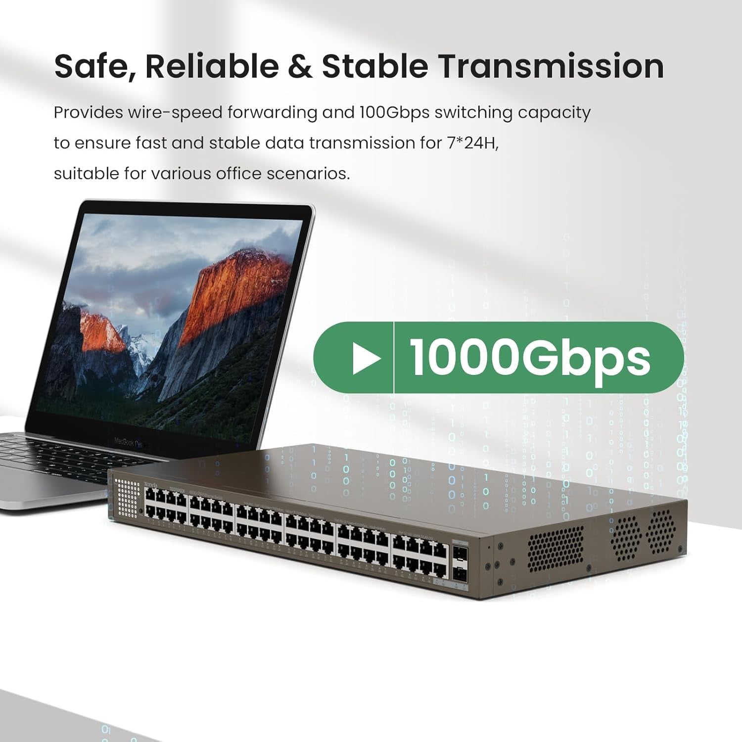 48 Port Gigabit Ethernet Switch | Unmanaged Rackmount Switch | 48*10/100/1000Mbps Shielded Ports & 2*SFP Slots | Plug & Play | One-Key VLAN | Sturdy Metal | Fanless Quiet for Business (TEG1050F)