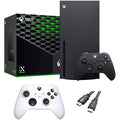 X-Box Series X Gaming Console Bundle - 1TB SSD Black X-Box Console with Two Wireless Controllers -Black and White -And Ahaghug Authorized HDMI Cable
