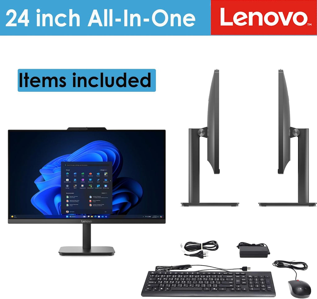 Ideacentre All-In-One Desktop Computer, 24" FHD Anti-Glare IPS Display, 16GB RAM, 512GB SSD, Intel 4-Core Processor, Wi-Fi 6, Bluetooth 5.2, Windows 11 Home, Everyday Use AIO