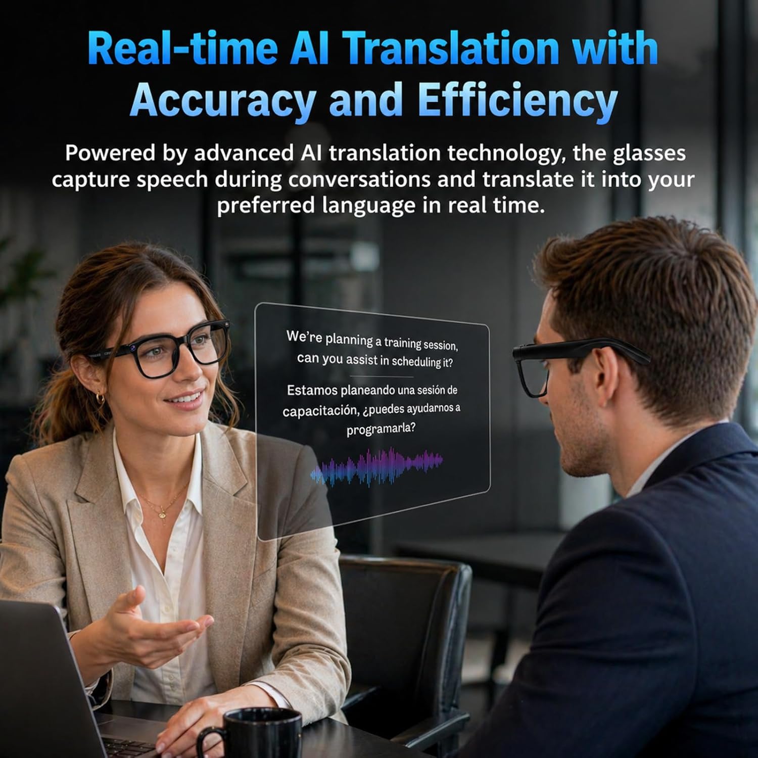 Revolutionary AI Smart Glasses with 4K Camera, Real-Time Translation, and Bluetooth Connectivity - Perfect for Travel and Content Creation