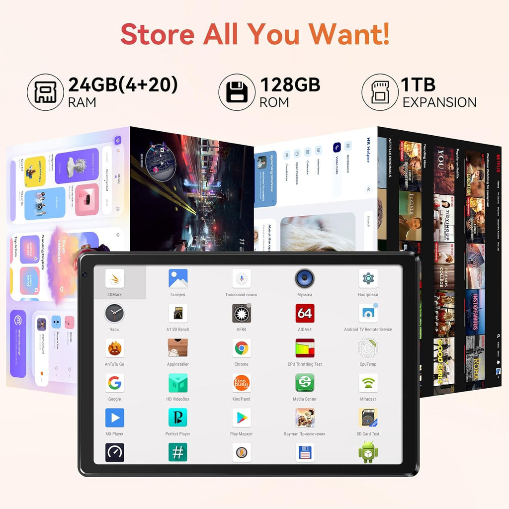 Experience Unmatched Performance with the URAO 10.1" Android 15 Tablet - Octa-Core Processor, 24GB RAM, 128GB Storage, and Stunning HD Display!