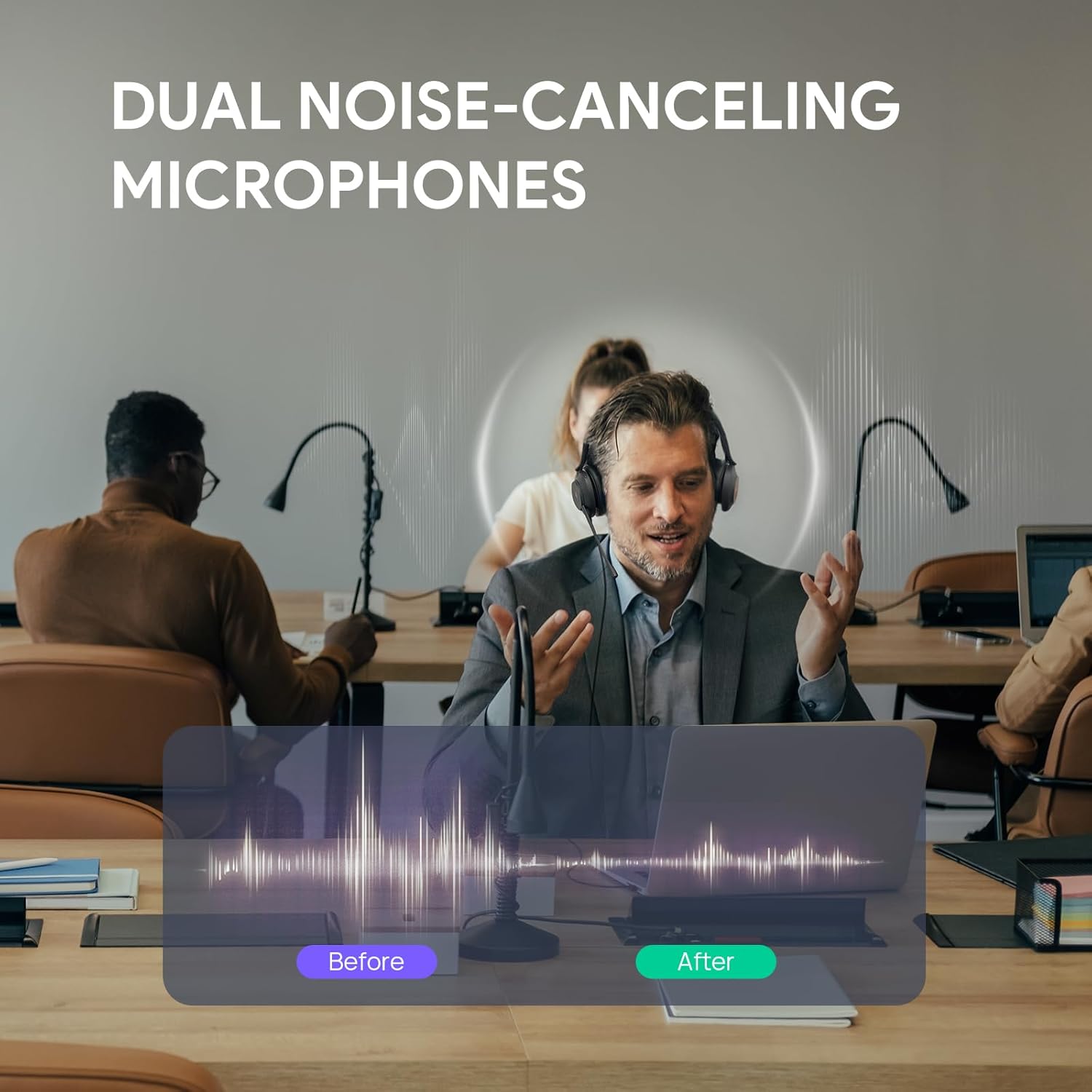UH37 USB Headset with Noise Cancelling Microphone,Wired Headset for PC Laptop,Teams Certified,Usb-A/C Cable,Works with Zoom and Other Leading UC Platforms