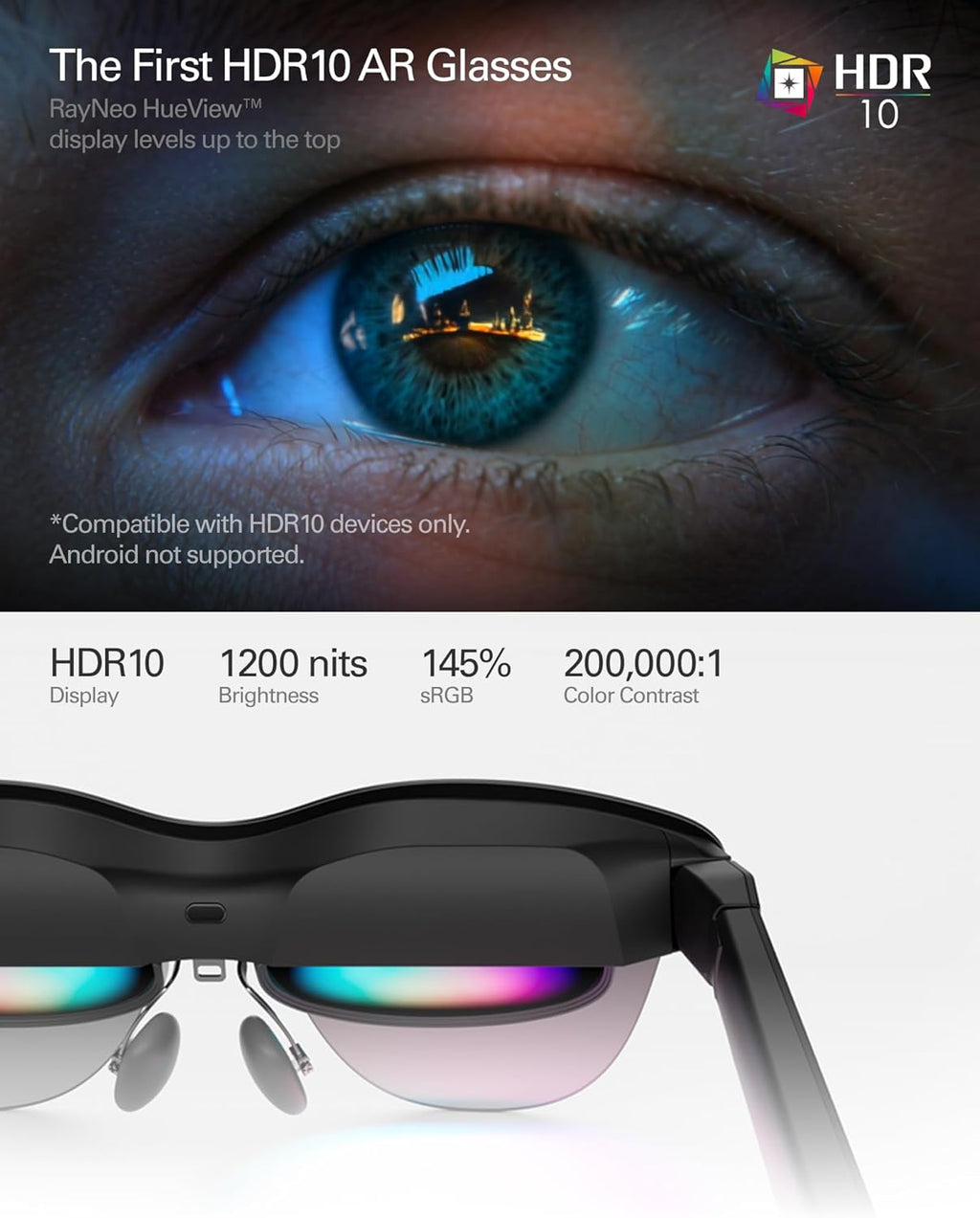 Experience the Future of Entertainment with Air 4 Pro AR/XR Glasses - Stunning 201" HDR10 Display, Vision 4000 Chip, and Premium Bang & Olufsen Audio for Gaming and Movies on iPhone, Android, and More!