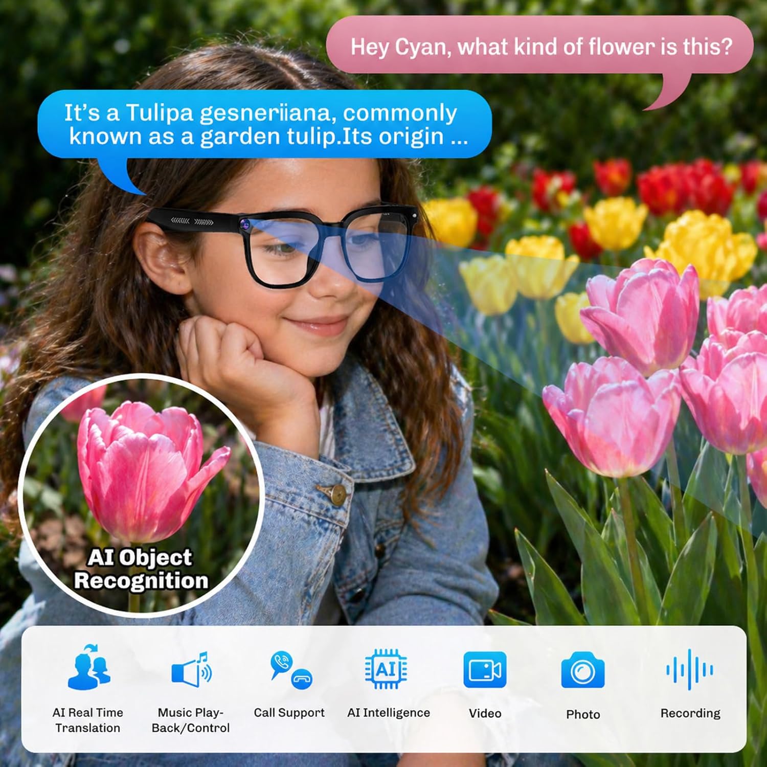 Revolutionary AI Smart Glasses with 4K Camera, Real-Time Translation, and Bluetooth Connectivity - Perfect for Travel and Content Creation
