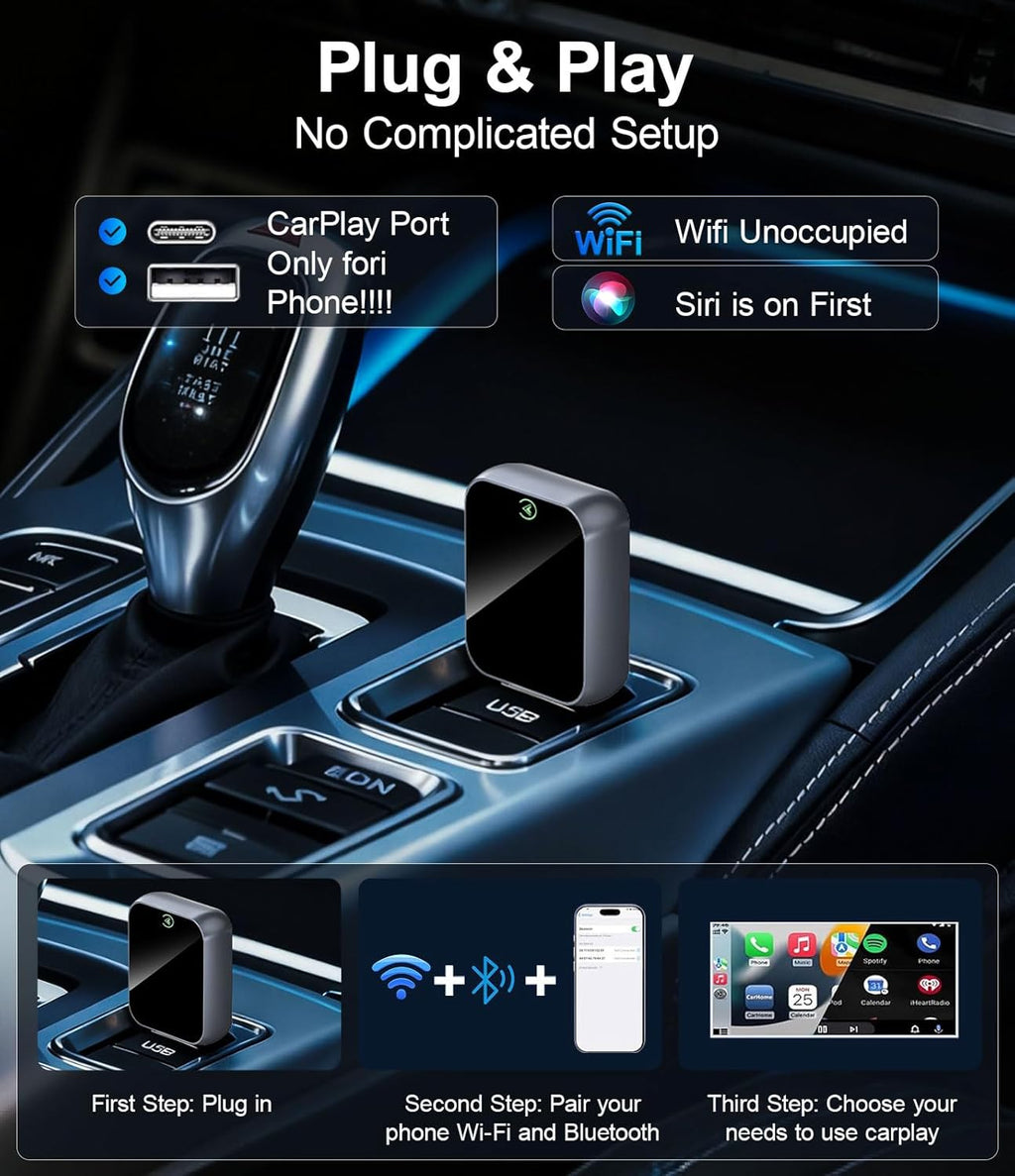 Transform Your Driving Experience with the Wireless Carplay Adapter for iPhone - Effortless Connectivity, Zero Audio Lag, and Seamless Integration