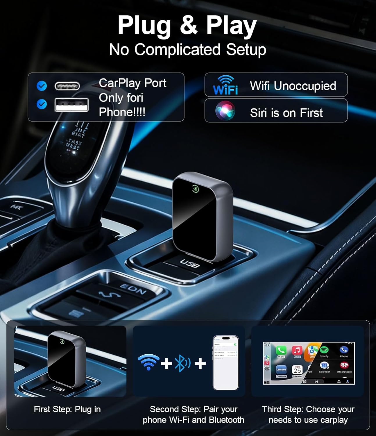 Transform Your Driving Experience with the Wireless Carplay Adapter for iPhone - Effortless Connectivity, Zero Audio Lag, and Seamless Integration