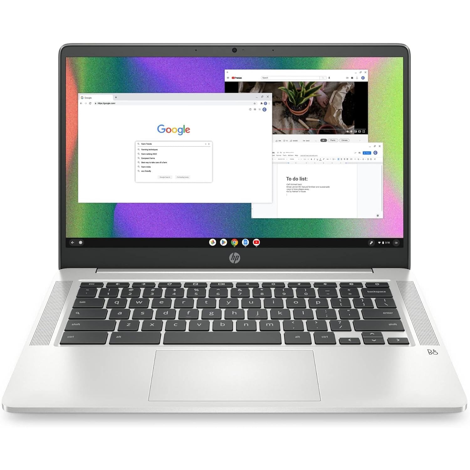 Powerful and Portable Chromebook 14 - Intel Celeron N4120, 4GB RAM, 64GB Storage, Stunning 14" HD Display, Long Battery Life in Mineral Silver