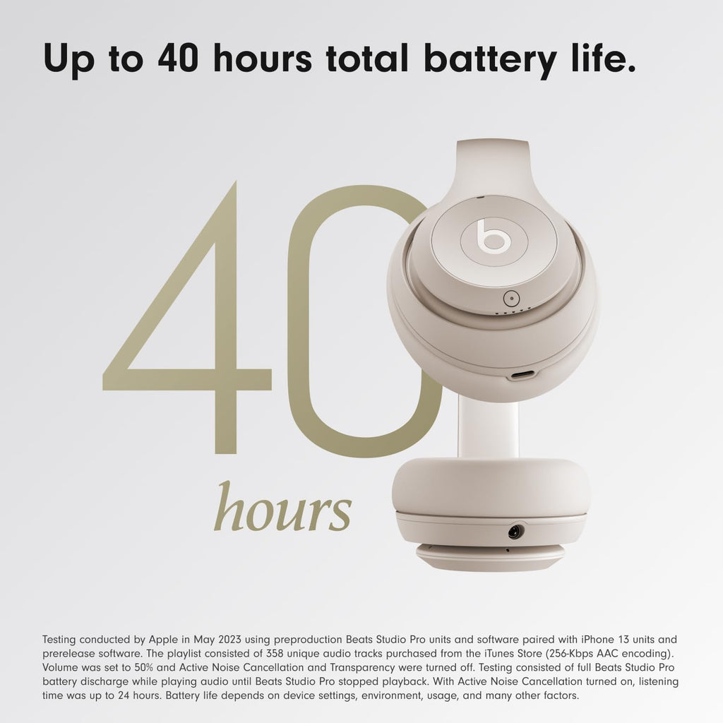 Studio Pro Premium Wireless Over-Ear Headphones- up to 40-Hour Battery Life, Active Noise Cancelling, Great for Travel & Commuting, USB-C Lossless Audio, Apple & Android Compatible - Sandstone
