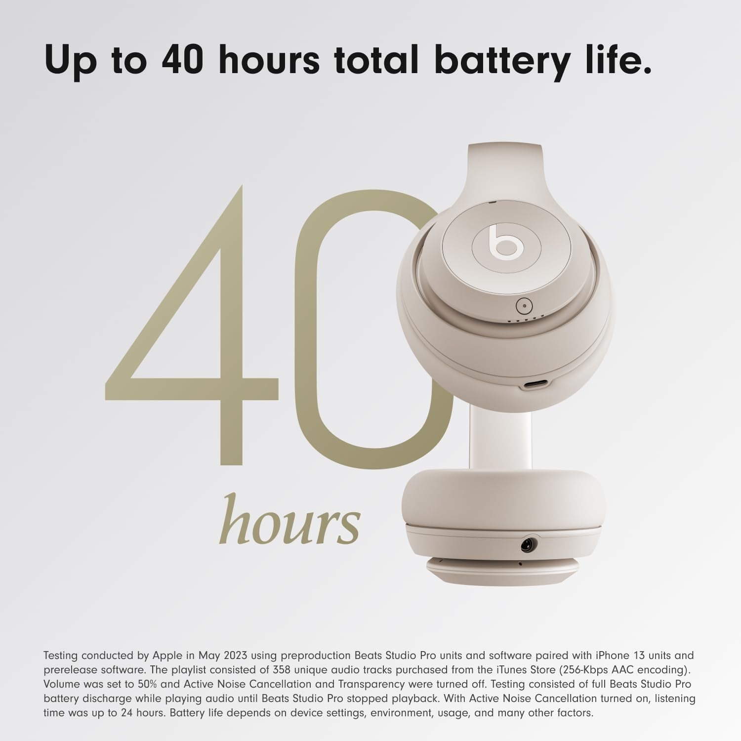 Studio Pro Premium Wireless Over-Ear Headphones- up to 40-Hour Battery Life, Active Noise Cancelling, Great for Travel & Commuting, USB-C Lossless Audio, Apple & Android Compatible - Sandstone