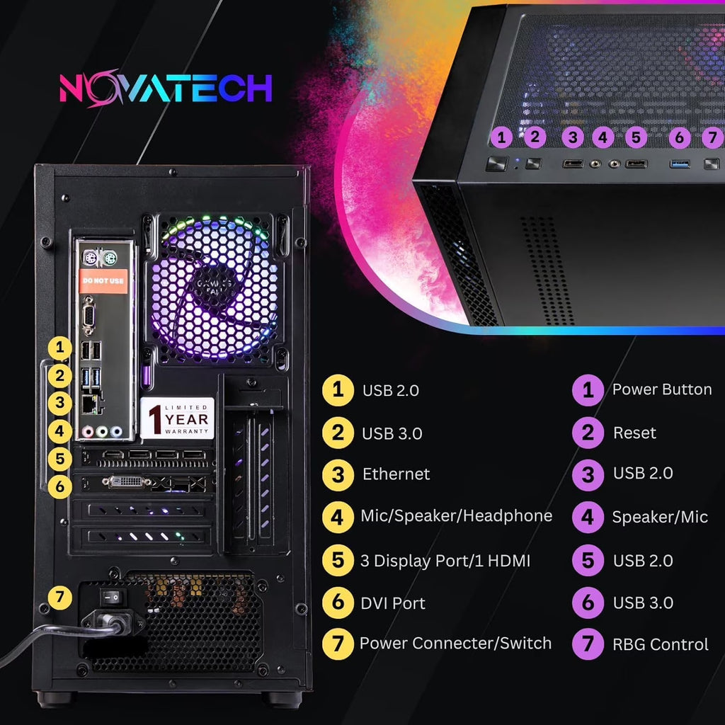 Phantom 2.0 Prebuilt Gaming PC Desktop Computer - RTX 3050 - Intel I7 Xeon 3.5Ghz - 16GB RAM - 512GB M.2 SSD Wifi/Bt, Win 11 - Gaming Computer Tower - Pre Built PC Gaming