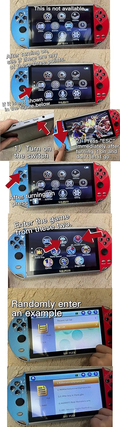 Unleash Fun with the Original Factory 16GB Retro Handheld Game Player X12 Plus - 10000 Games, 7-Inch Screen, Perfect Gift for All Ages!