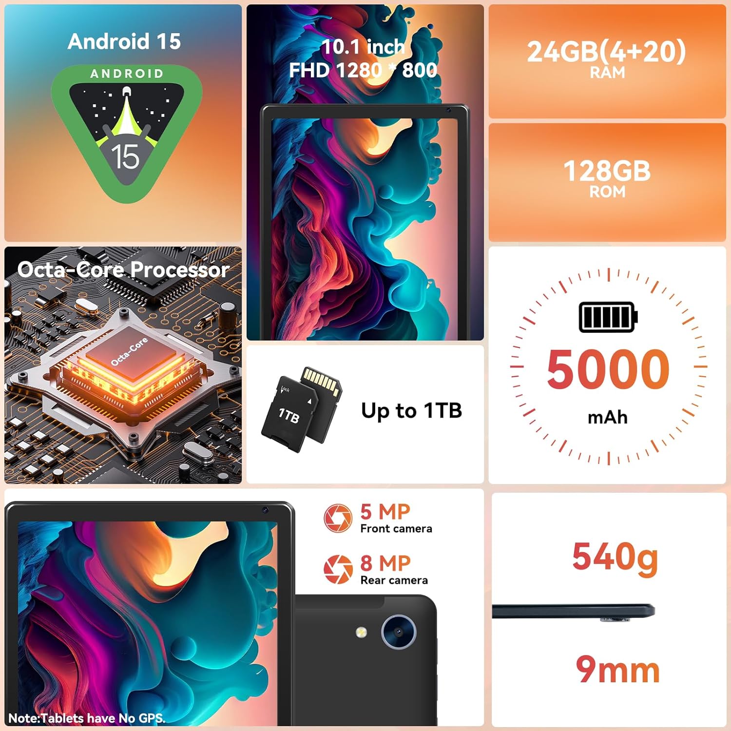 Experience Unmatched Performance with the URAO 10.1" Android 15 Tablet - Octa-Core Processor, 24GB RAM, 128GB Storage, and Stunning HD Display!